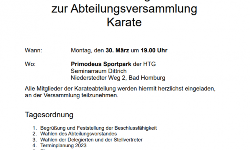 Einladung zur Abteilungsversammlung Karate